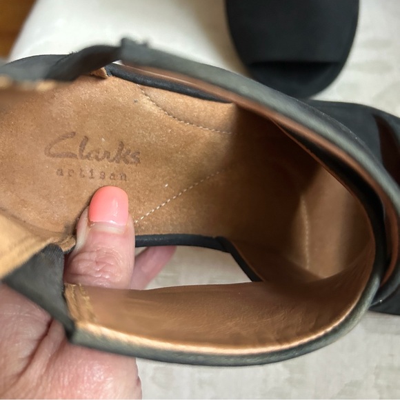 Clarks Artisan Clarene Glamour Black Suede Platform Wedge Sandal 7 - Picture 8 of 15